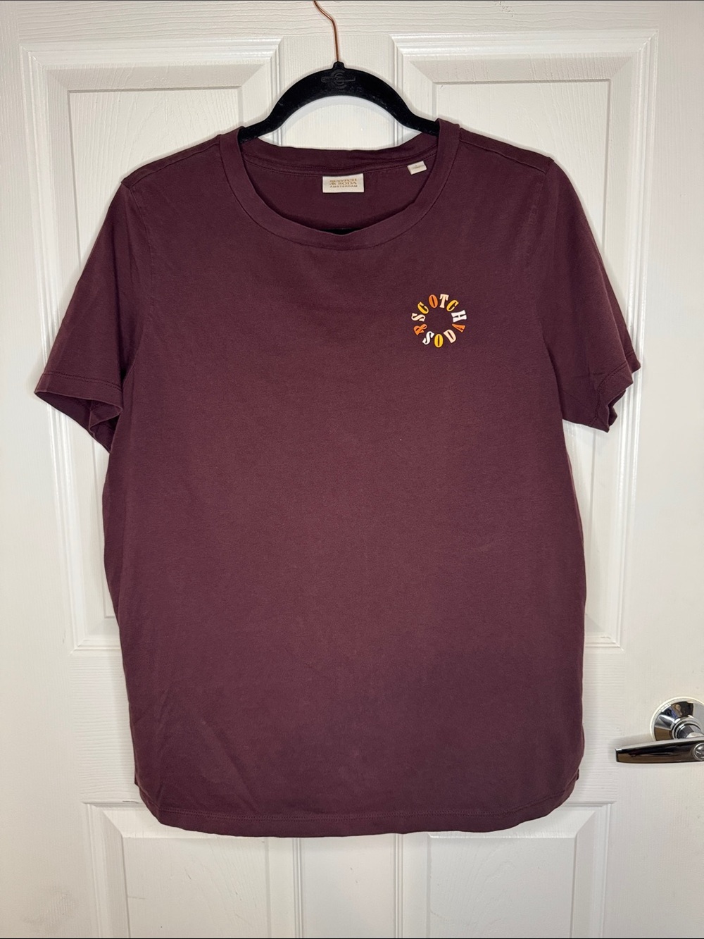 Scotch & Soda Burgundy Tee with Yellow Circular Logo